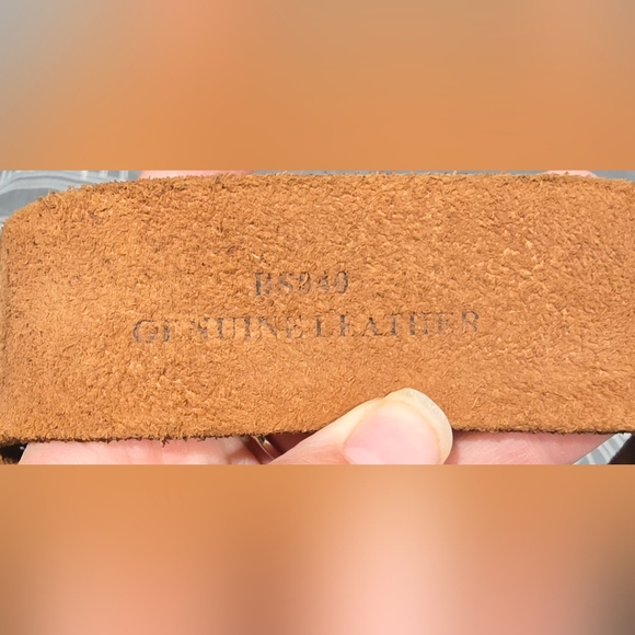 Brown Leather Belt With Glass Mosaic Belt Buckle Size 34 - Picture 4 of 4